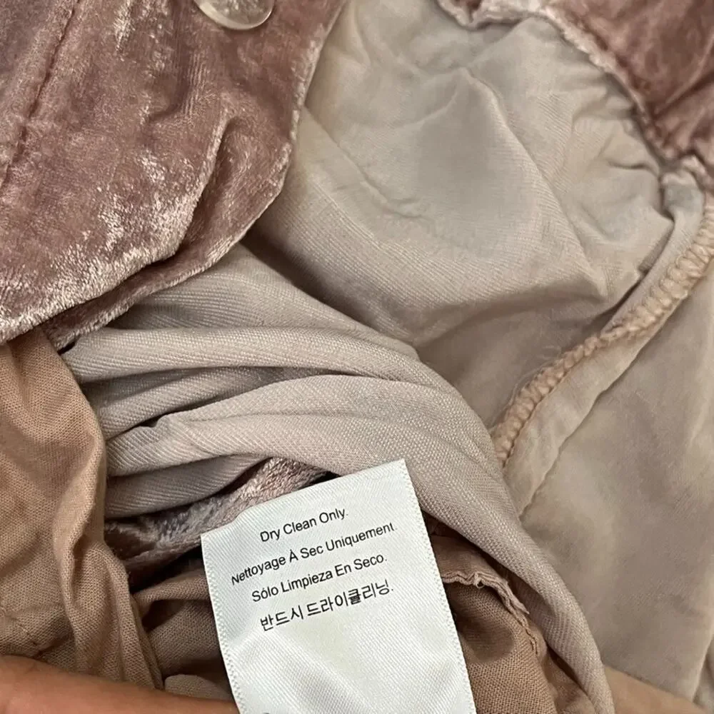 West Elm Dusty Blush Crinkle Velvet Queen Duvet Cover Button Closure